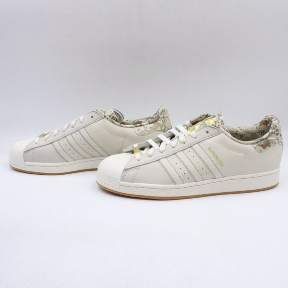 NWB Adidas Superstar Shoes in Alumina/Off White with Green Camp Print US 13 - Picture 3 of 16